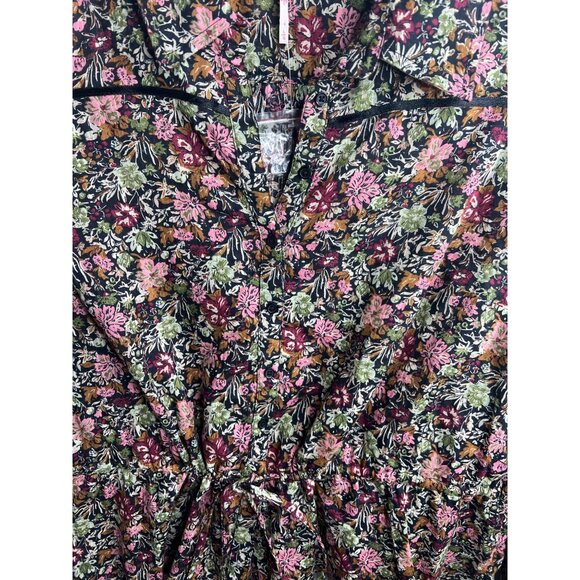 Free People Daybreak Floral Print Long Sleeve Shirt With Ruffle Details Large - Picture 8 of 15